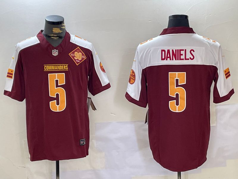 Men 2025 Washington Commanders #5 Daniels Red three generations Nike Limited NFL Jersey style 1->washington commanders->NFL Jersey